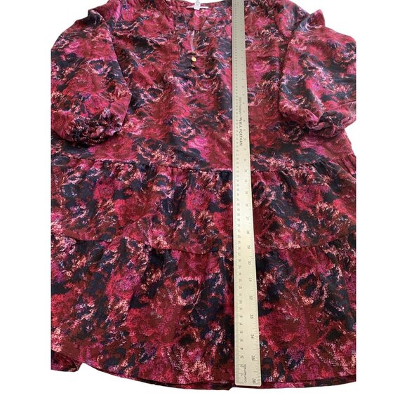 Time And Tru Womens Long Sleeves Floral Ruffle Dress Size XL - Picture 4 of 7